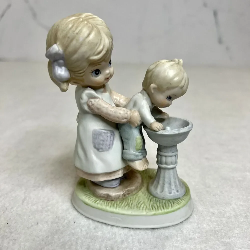 Vintage Girl Holding Little Brother Homco Figurine
